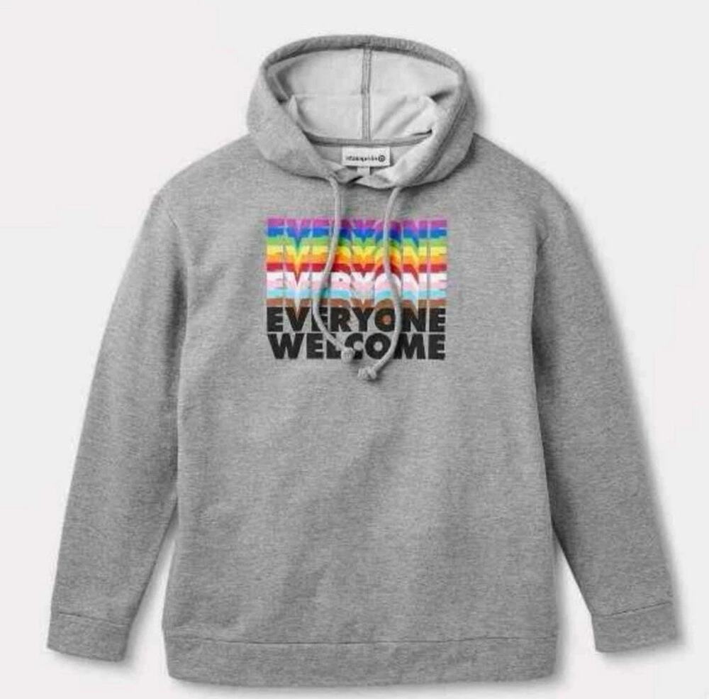 Target x Pride Everyone Welcome Rainbow hoodie sweatshirt heather light gray